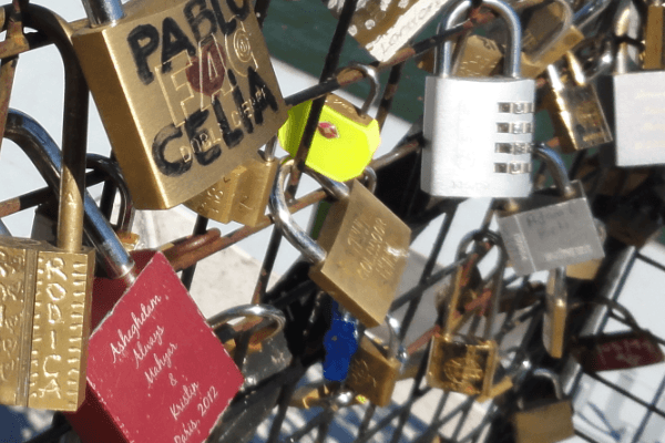 the padlocks of the bridges of paris