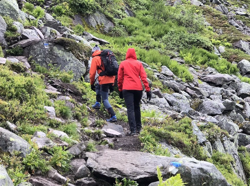 People walking in hiking clothes Norway