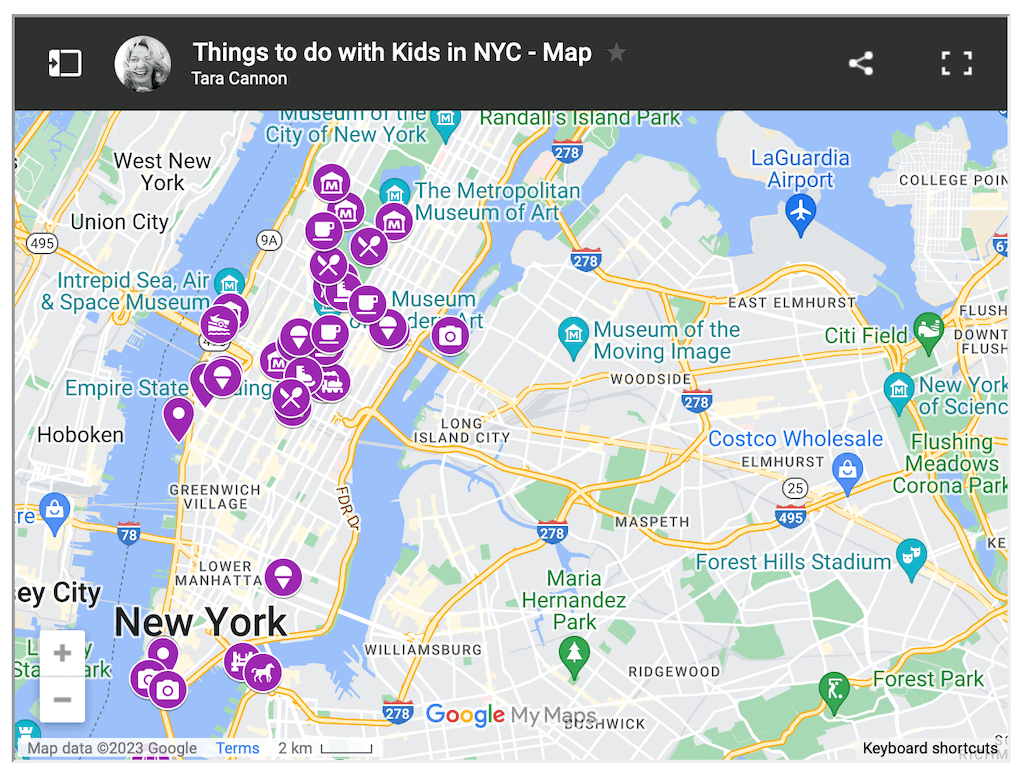 Things to do in NYC with Kids Map