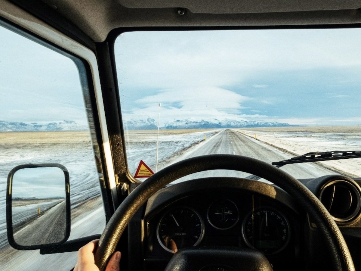 4x4 on winter road in Iceland