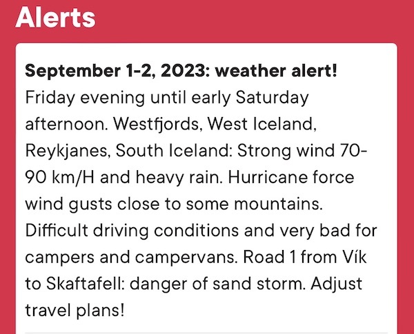 Sand Storm Warning Iceland